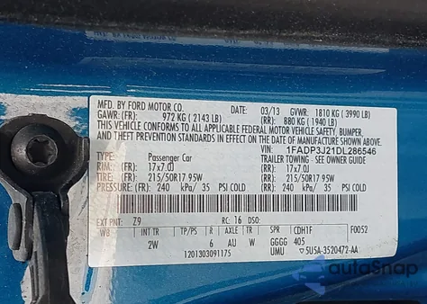 2013 Ford Focus Titanium из США, поврежденный, VIN 1FADP3J21DL286546